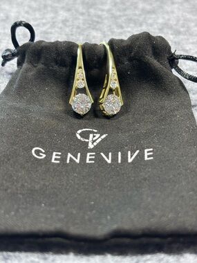 Genevive Simulated Diamond Pear Drop Hook Earrings
